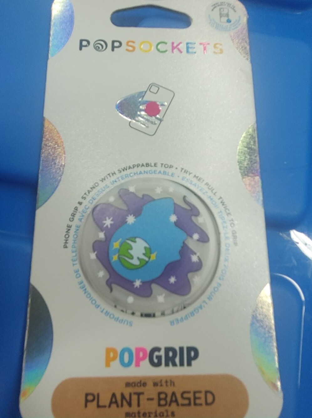 PopSocket PopGrip Blue Purple Green Earth Design